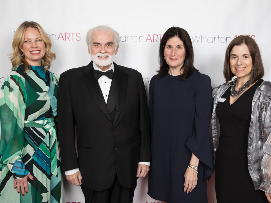 Lara Stolman at the 2024 Wharton Arts Gala with Board member Julia Sen, Honoree George Marriner Maull, and Executive Director Gina Caruso.