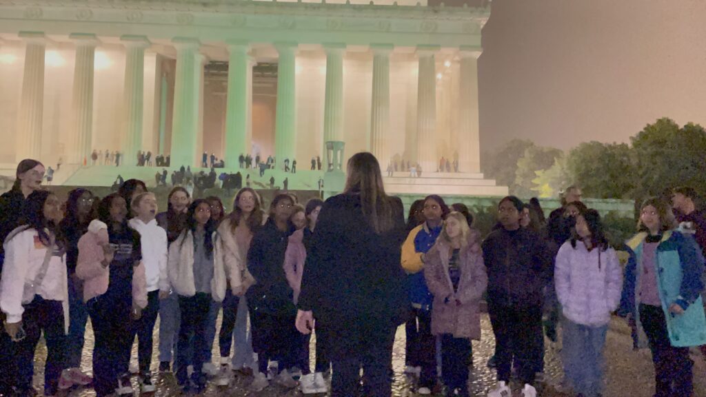 The girls of NJYC Impromptu Performance outside of the Lincoln Memorial.